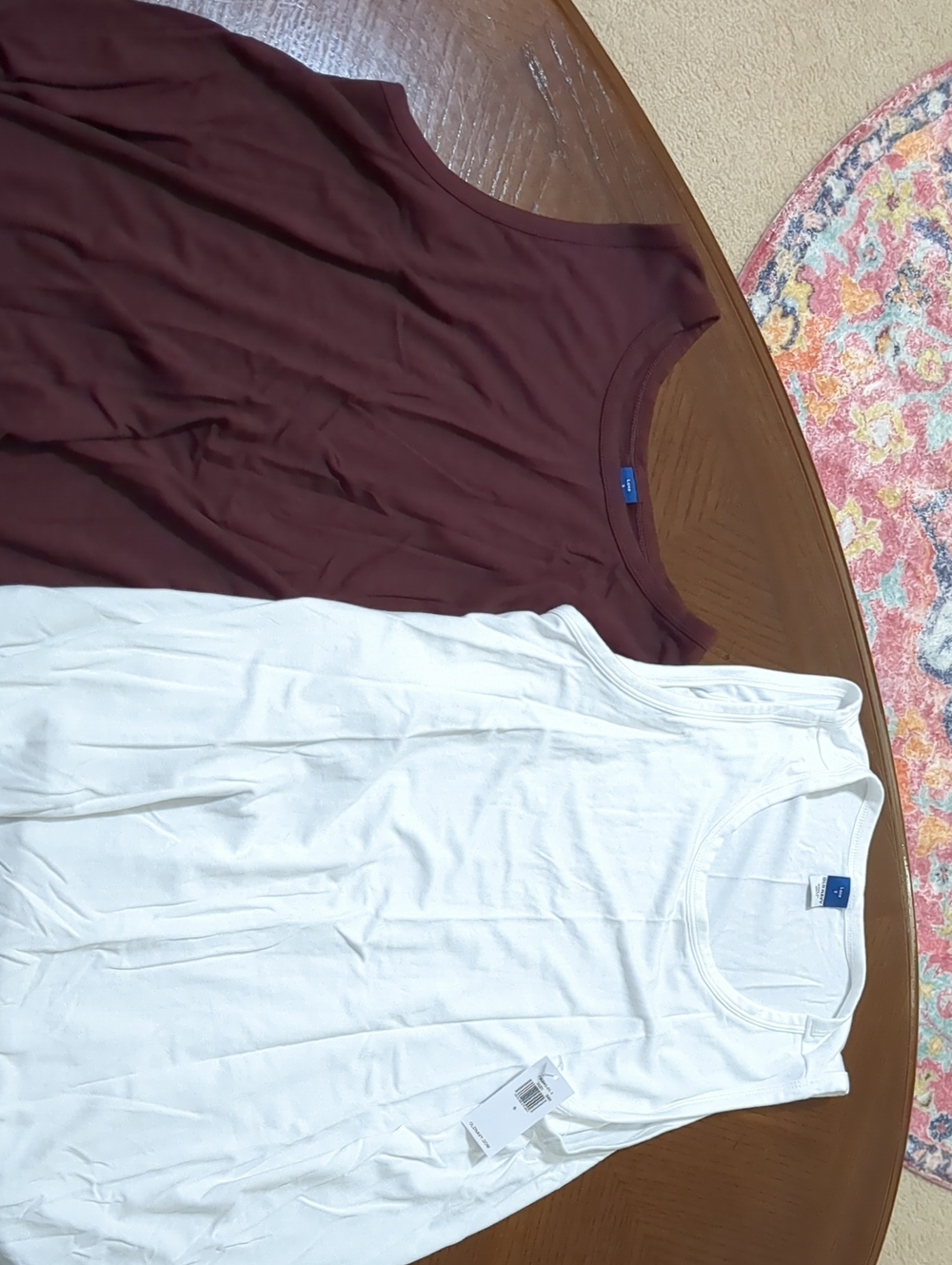 Bundle 2 Pack- Old Navy White & Maroon Luxe Crewneck Tank Tops